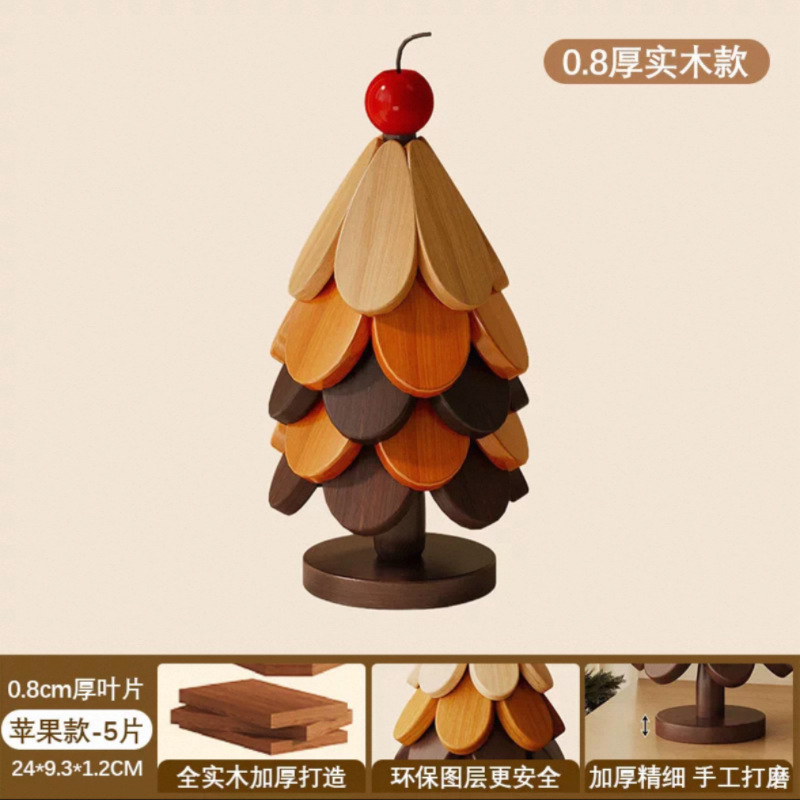 Alta sensación de árbol de Navidad almohadilla de aislamiento térmico decoración de mesa de un árbol de madera sólida anti-corrosión plegable almohadilla de tazas almohadilla de platos mayorista