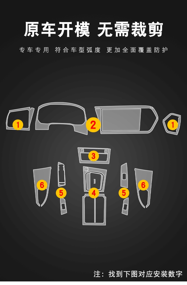 22-25 Jetta Vs7 Central Control Gear Special Screen Central Control Body Interior Sticker Car Transparent Protective Film