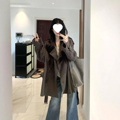 2025早秋款复古韩系慵懒风女中长款风衣时尚宽松气质百搭通勤外套