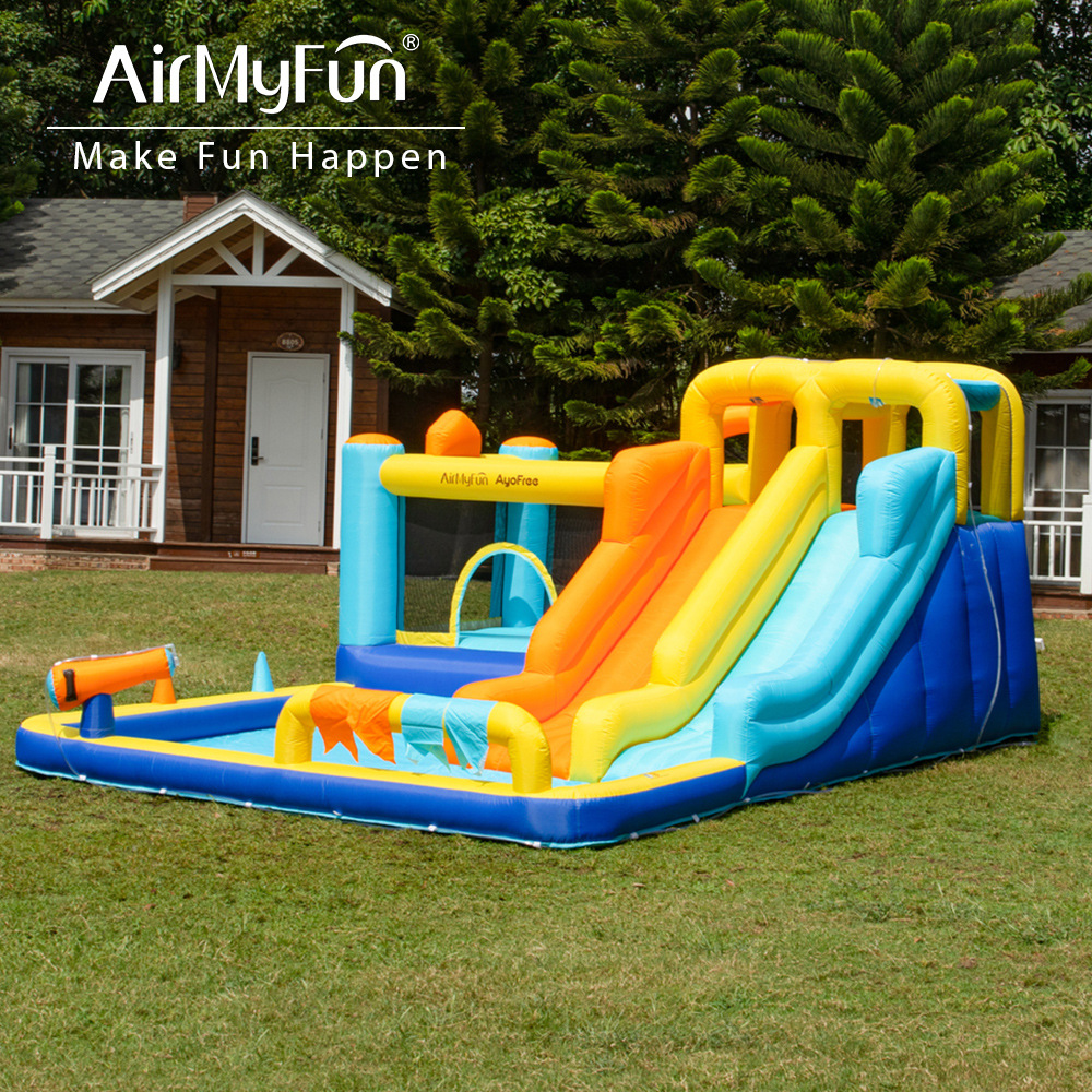 AMF | Tobogán de agua inflable para niños, castillo inflable para uso doméstico, piscina de olas, tobogán de agua pequeño para interiores, castillo inflable