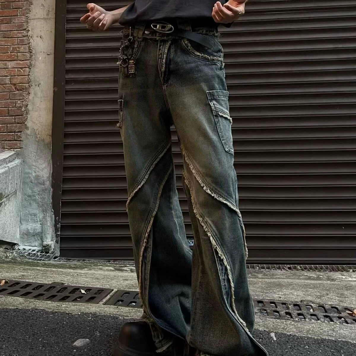 Американский стиль винтажные стирание старые волосатые джинсы женский дизайн с высокой талией