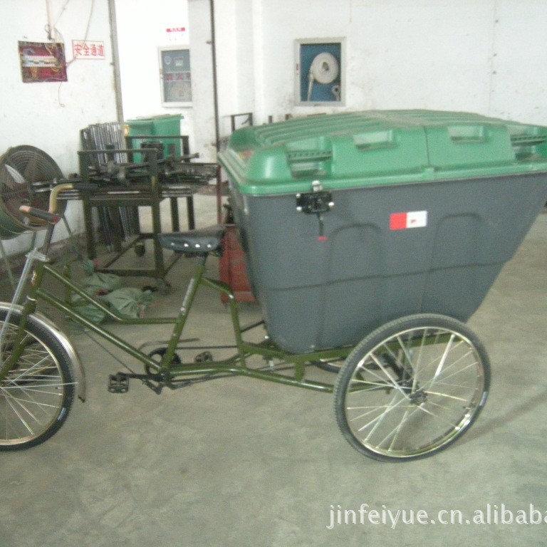 供应塑料环卫车三轮车、保洁挂桶式三轮车HW-14