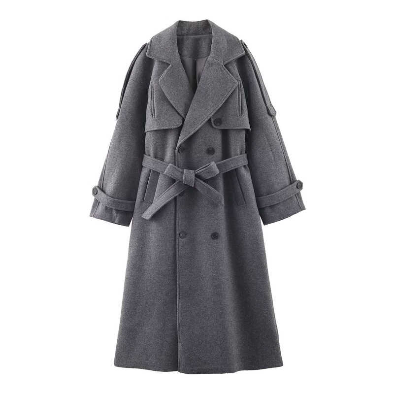 Taop&Za New Autumn and Winter Women's Commuter Fashion with Belt Strap Double-Breasted Long Outwear Jacket Taop&Za New Autumn and Winter Women's Commuter Fashion with Belt Strap Double-Breasted Long Outwear Jacket