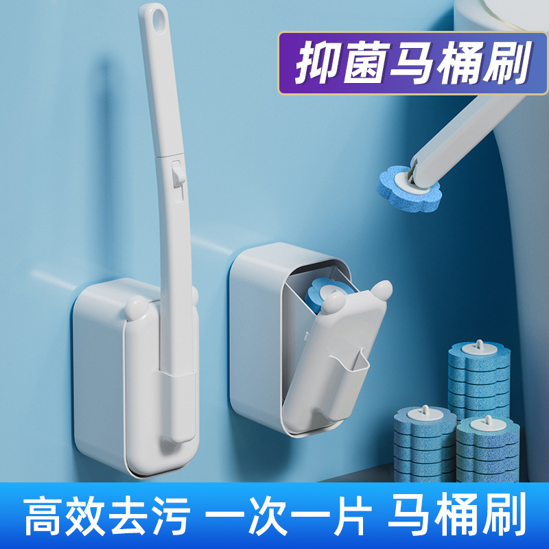 household disposable toilet brush set cleaning no dead angle toilet disposable replacement head toilet brush