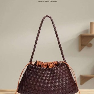 High-End Fashion Leather Shoulder Crossbody Bag with Inner Pocket Large Bag Hot-Selling Woven Bag Women's Handbag Armpit Bag
