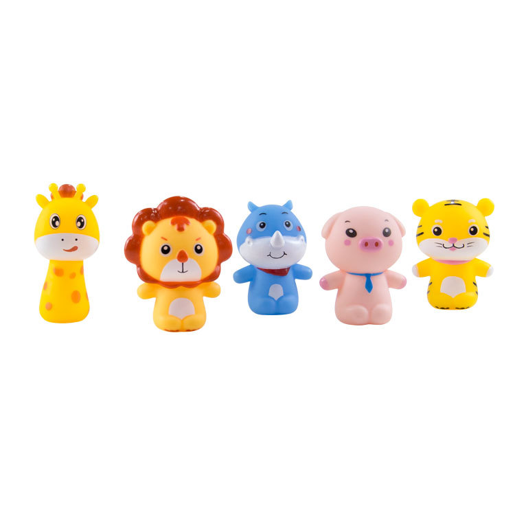 Bebé de los niños educación temprana Iluminación dedo muñeca animal de dibujos animados muñeca calmante juguete PVC de goma suave juguete transfronterizo