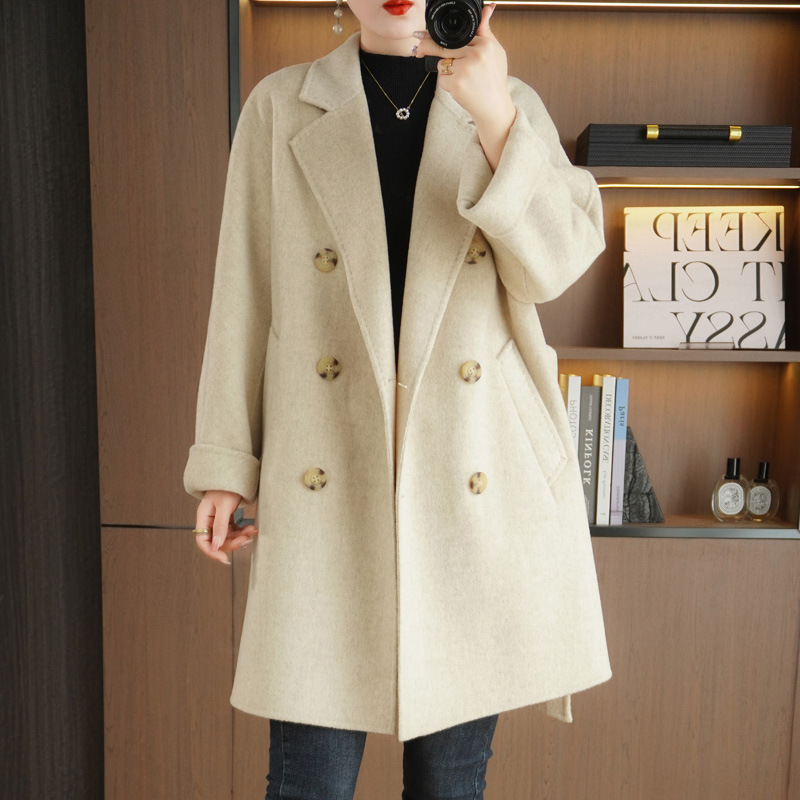 24 Autumn and Winter Woolen Coat Women's Long Woolen Coat Small Suit Coat All-match Skinny Coat Women