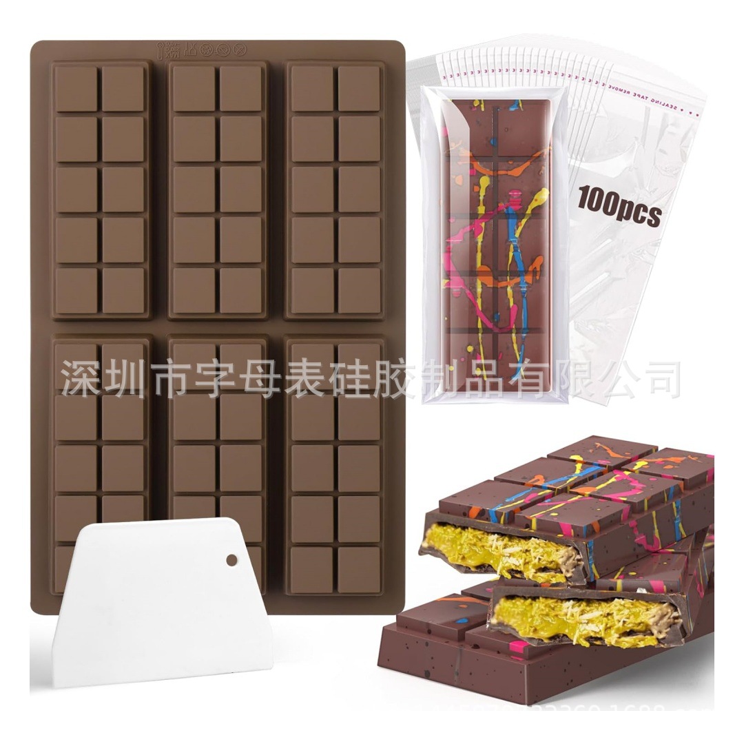 체크무늬 초콜릿 몰드 + OPP 100개 + 스크레이퍼