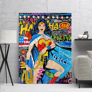 跨境热销街头涂鸦电影海报人物油画定制尺寸挂画帆布画内框装饰画