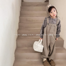 2025秋季童装新款 儿童韩版秋季华夫格背带裤长裤男女童裤 122538