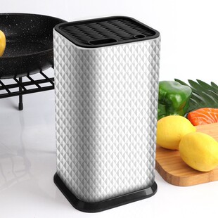 Stainless Steel Knife Holder Kitchen Knife Storage Rack Diamond Pattern Free Insert Simple Storage Knife Holder Creative Knife Holder