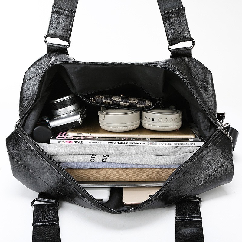 Bolso de viaje de cuero suave para hombre Bolso de equipaje de corta distancia de viaje de negocios de gran capacidad Bolso de hombro de fitness de almacenamiento