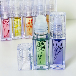 Plant Flower Rolling Lip Balm Colorless Transparent Moisturizing Moisturizing Anti-Chapped Lip Balm Student Glass Lip