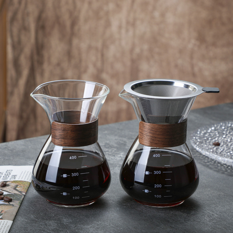 Wholesale household heat-resistant glass coffee sharing pot hand coffee pot suit mocha coffee appliance