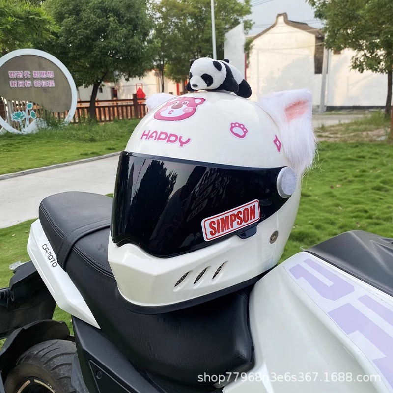 Personalized Creative Cool Helmet Accessories Pink Wolf Ear Decorations