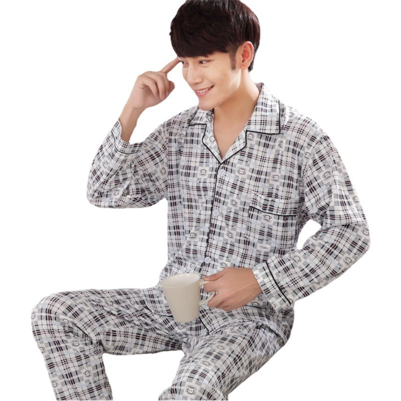 2022 мужская Трикотажная односторонняя пижама из свободного хлопка, которую можно носить Вне модной коллекции тонкой домашней одежды среднего и пожилого возраста