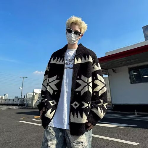 Men's Fashionable Autumn Knit Collar Sweater, Uniquely Versatile Trendy Collar Knit Shirt with Advanced Sensation, Casual and Stylish