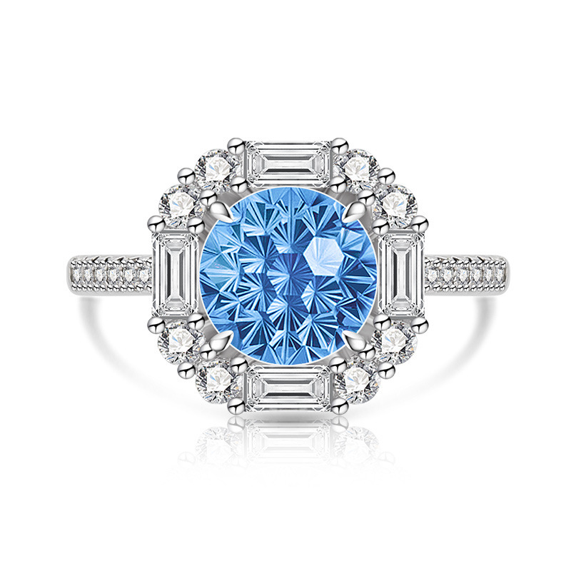 Gold Plated Fireworks Ring With Colored Gemstone And Diamond_voghion.com