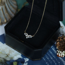 s925 纯银镀金锁骨链小清新森系创意设计女款项链镶钻珍珠吊坠
