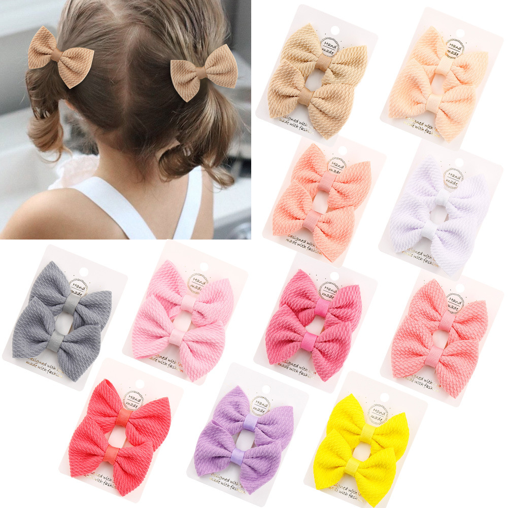 20g Weight Sweet Solid Color Bow Knot Cloth Hair Clip