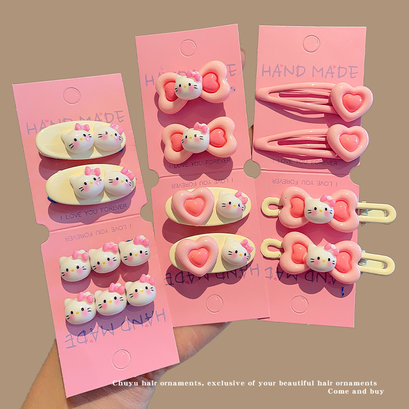 Pink Hairpin Girl's Side Love Bangs Clip Front Broken Hair Cute hellokitty Hello Kitty Hair Cards