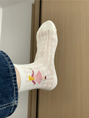 一體機制無骨縫合女孩網眼透氣夏季薄款白色彩色裙子百搭中筒襪