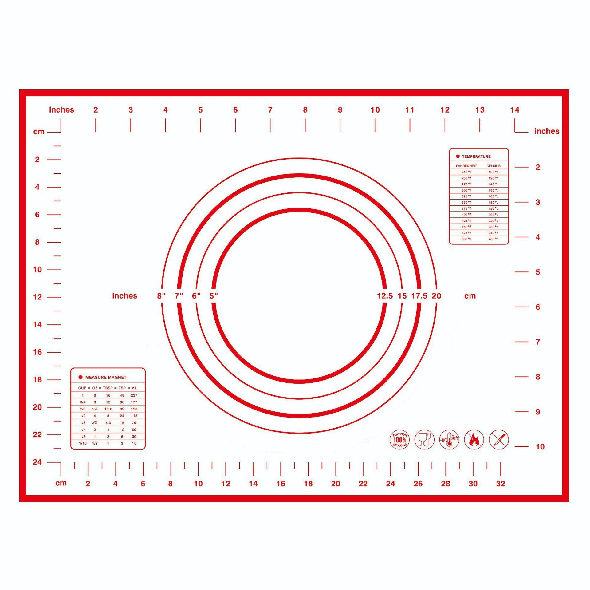 Silicone Kneading Pad, Baking/Rolling Cushion, Multiple Sizes 30×40–60×80 cm, 0.35 mm