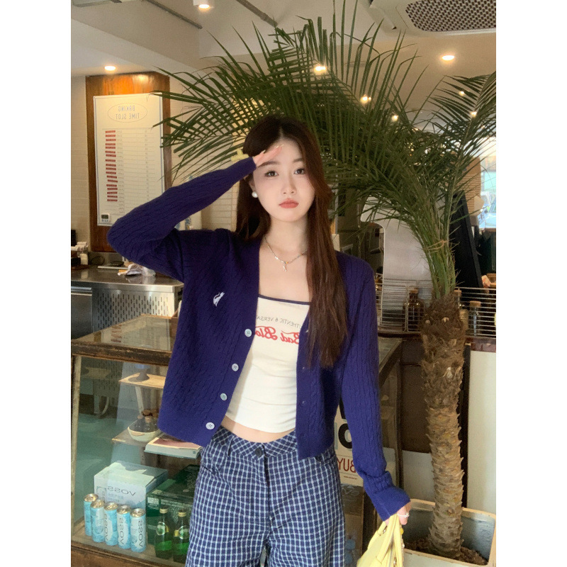 针织开衫女早秋穿搭2025新款毛衣外套高级感领刺绣上衣|undefined