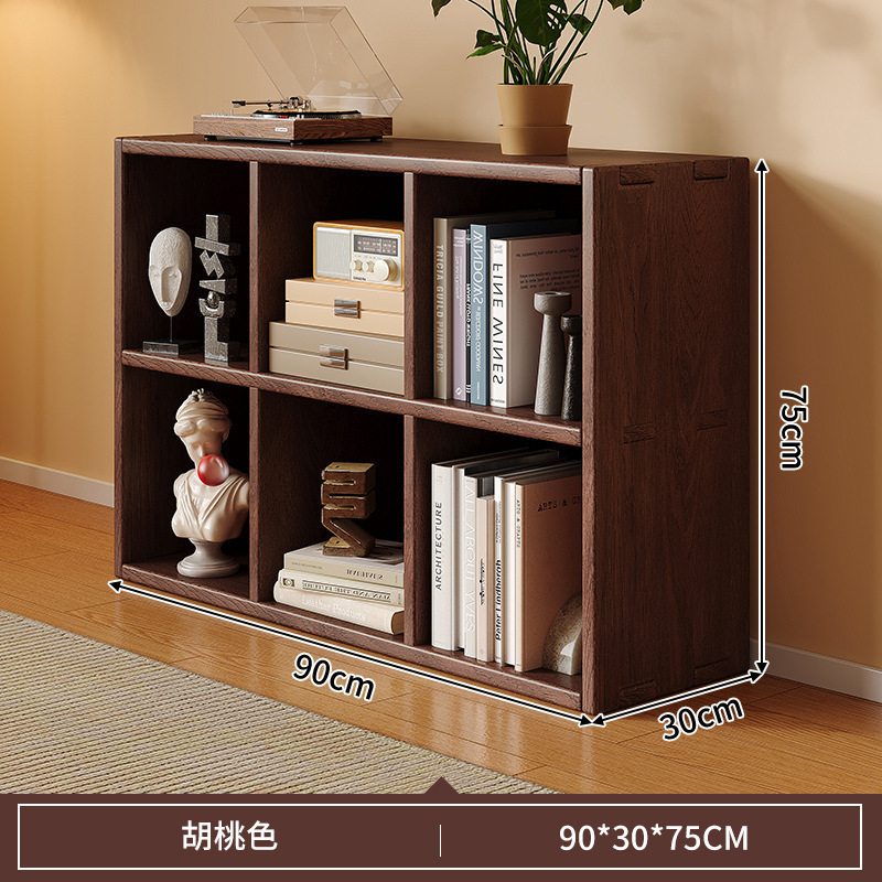 Gabinete bajo de madera sólida, gabinete de cuadrillas de color nuez, gabinete bajo de sala de estar doméstica, estante de almacenamiento contra la pared