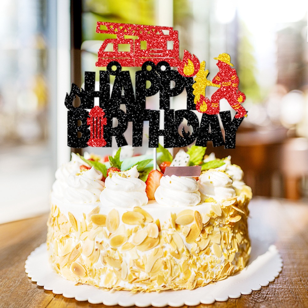 Nuevo tema de lucha contra incendios transfronterizo decoración de fiesta de cumpleaños bandera de dibujo decoración de cumpleaños bombero diseño de decoración de cumpleaños