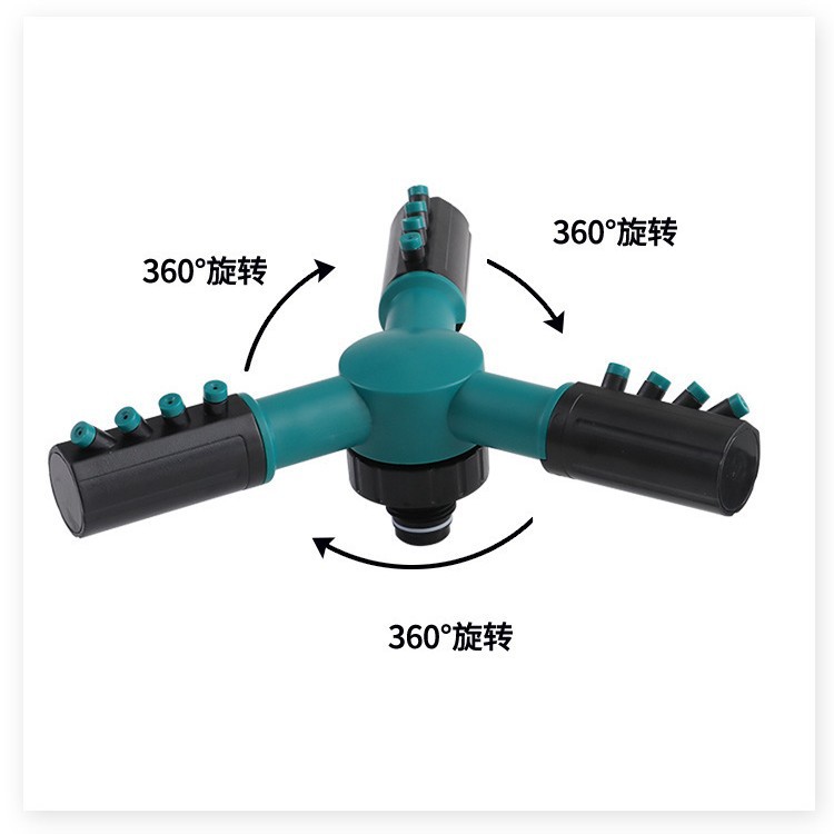Paquete de boquilla de rociador de tres puntas transfronterizas de acero inoxidable telescópico soporte rotativo automático 360 grados herramienta de riego
