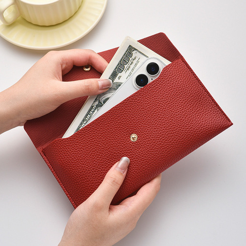 New women's wallet, long and thin clutch bag, simple and fashionable, large capacity soft pickup bag, mobile phone card bag set