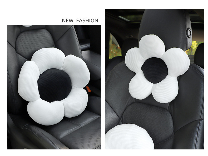 Flower car headrest neck pillow creative plush car seat pillow comfortable pillow small fresh car supplies