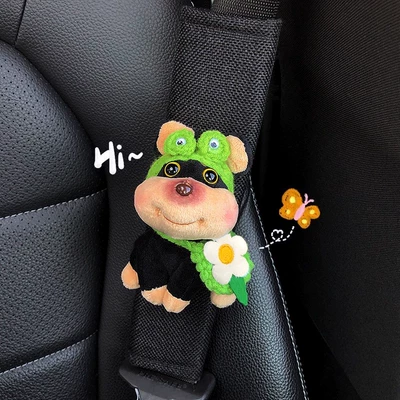 Bee Dog Car Seat Belt Shoulder Cover Clothing Anti-Wear Cover Pair of High-End Car Dolls Car Interior Decoration for Women
