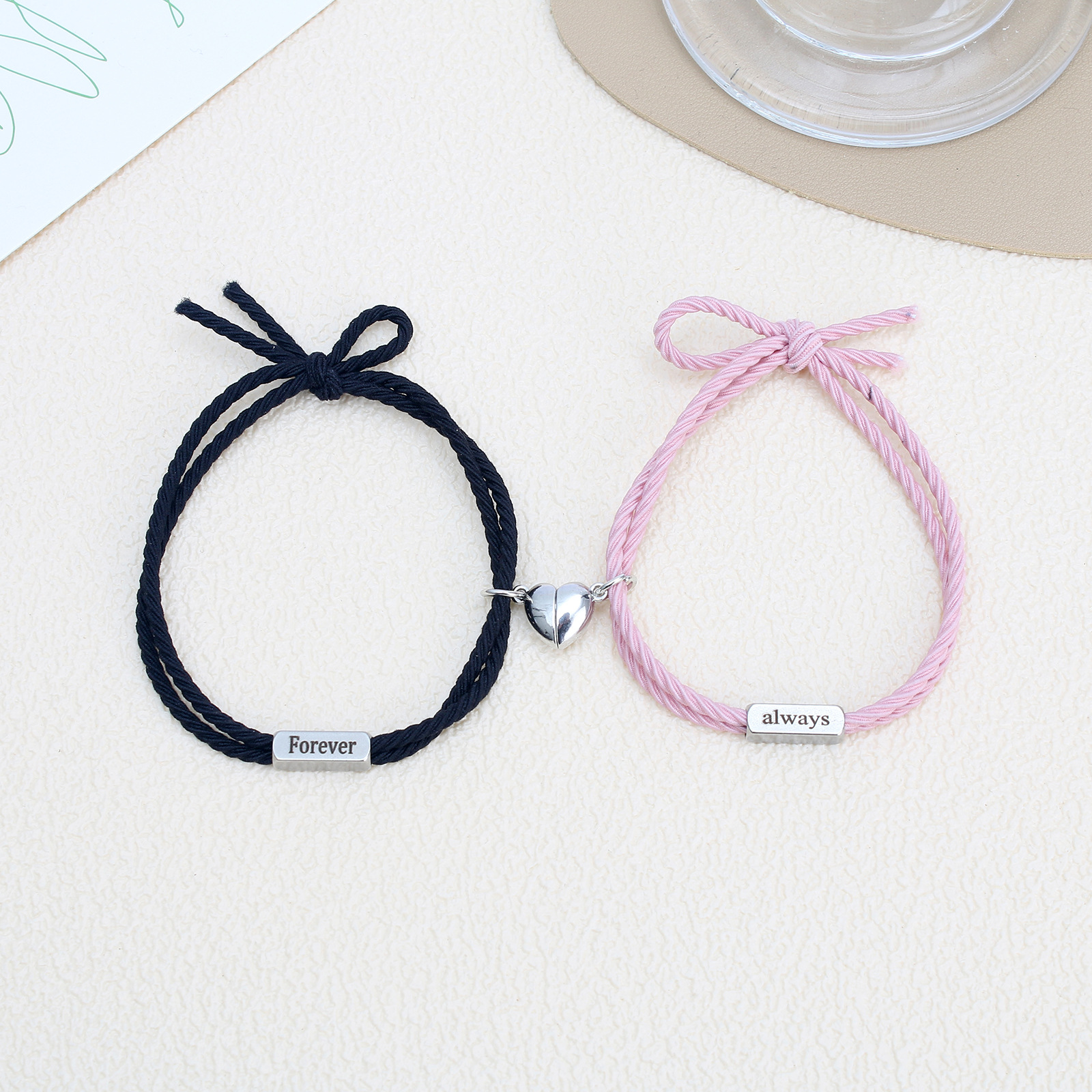 Daily Occasion rope Material Fashion Letter Heart Shape 304 Stainless Steel Alloy Rope Wholesale Bracelets