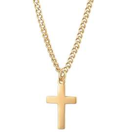 跨境不锈钢麻花链古巴链小型十字架吊坠嘻哈男士钛钢项链跨境热销