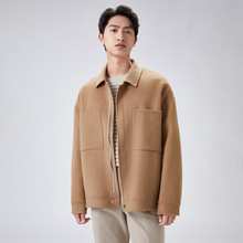 男士双面羊毛呢子夹克休闲工装外套秋冬季非羊绒加厚短款妮子大衣