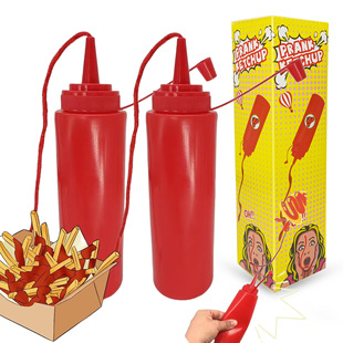 Spoof decompression vent shock salad sauce props simulation salad sauce squeeze bottle whole person tomato sauce toy