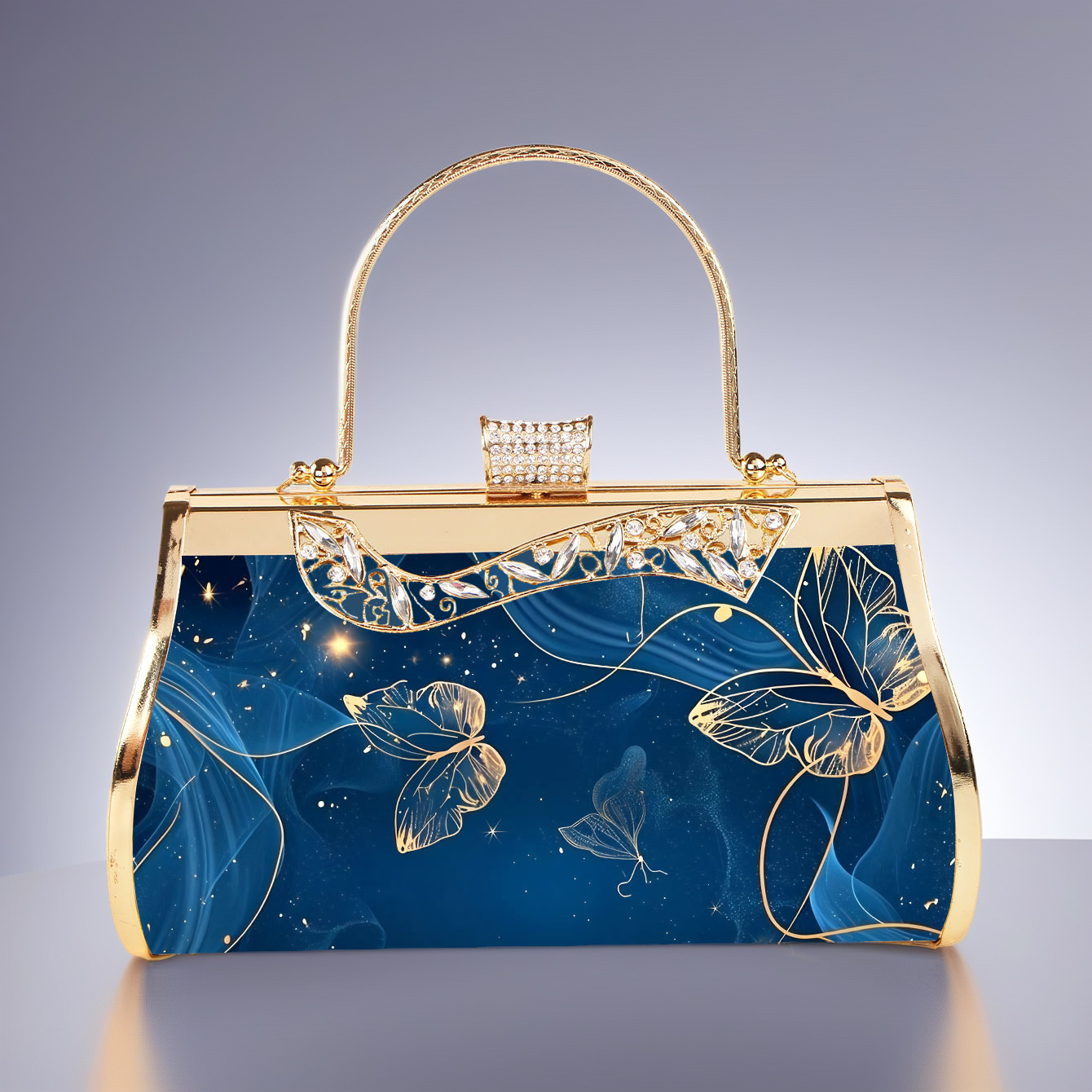Pochette da sera elegante smeraldo con motivi floreali oro_voghion.com
