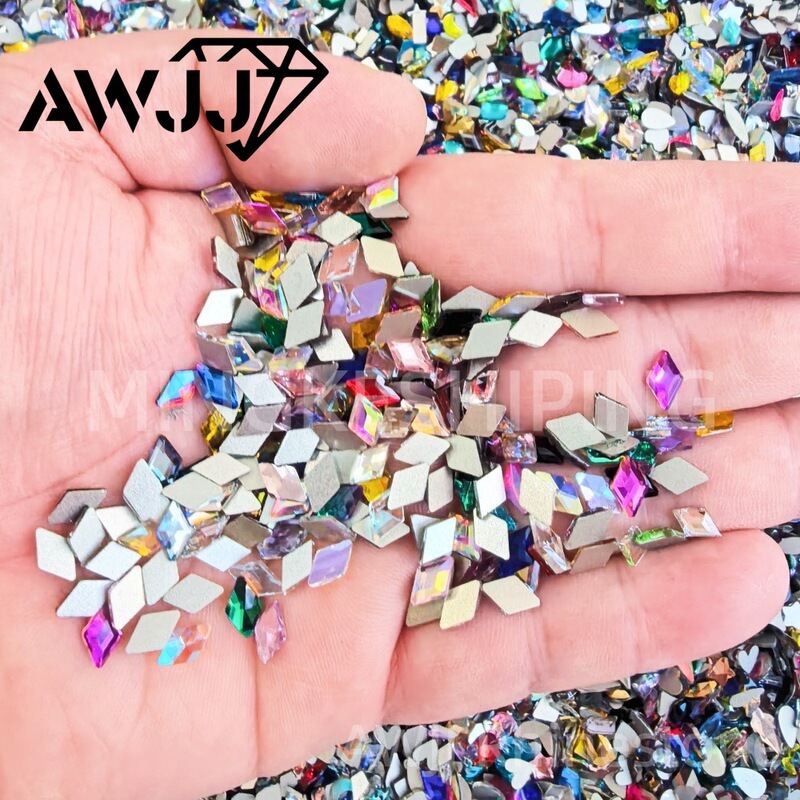 Popular Nail Art Diamond 5X8Mm Flat Rhombus Crystal Glass Special-Shaped Diamond 3D Art Rhinestone Sticker Diamond Jewelry