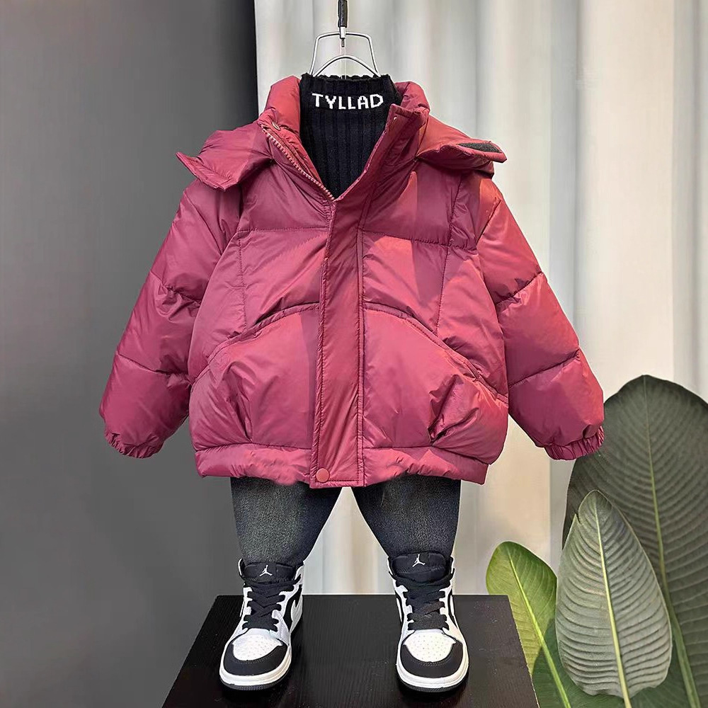 男童加厚羽绒服儿童棉衣帅宝宝棉服外套连帽宽松束口棉衣时尚纯色