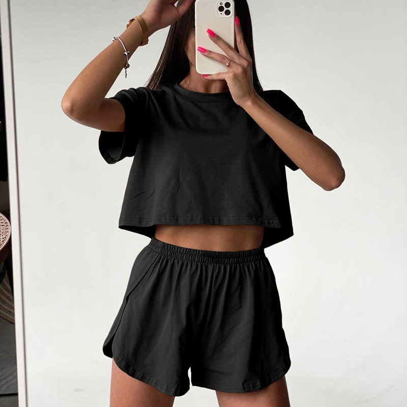 In-Stock 2026 Spring New European and American Style Comfortable Soft Loose Short-Sleeve Shorts Pajama Set Cross-Border Loungewear for Women In-Stock 2026 Spring New European and American Style Comfortable Soft Loose Short-Sleeve Shorts Pajama Set Cross-Border Loungewear for Women