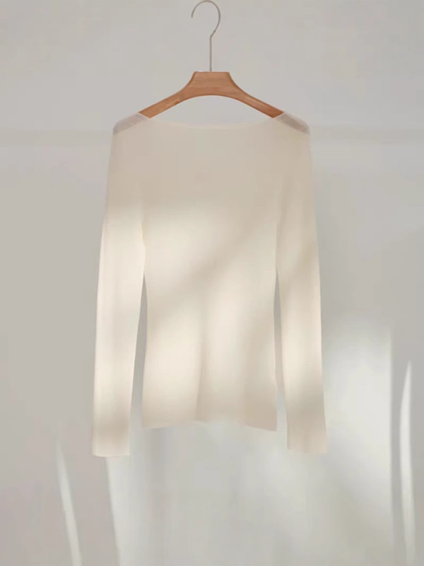 メリノ梳毛ウール 100% 120S シームレスワンライン既製服ファッショナブルなワンショルダーウールセーター薄手のニットセーター|undefined