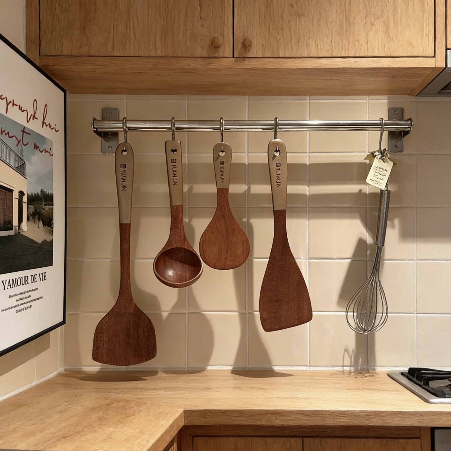 Ebony Sandalwood Shovel 비 스틱 요리 삽 가정용 식품 학년 나무 삽 수프 스푼 볶음 스푼 주방용품 세트