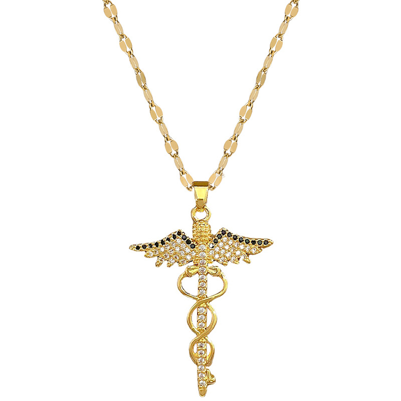 Fashion Dragonfly Stainless Steel Plating Zircon Pendant Necklace 1 Piece