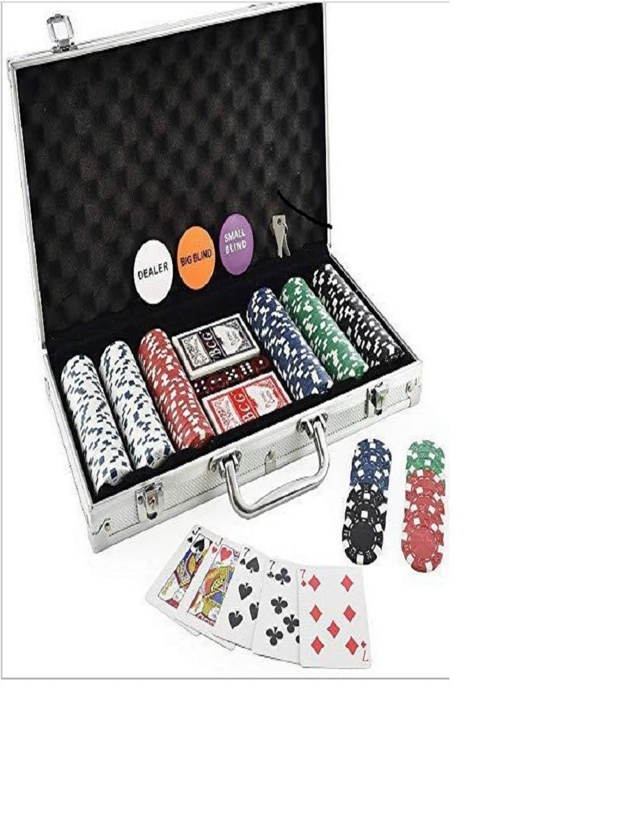 Набор фишек для покера Texas Hold'em из алюминиевых коробок, 300 шт., набор чипов для маджонга