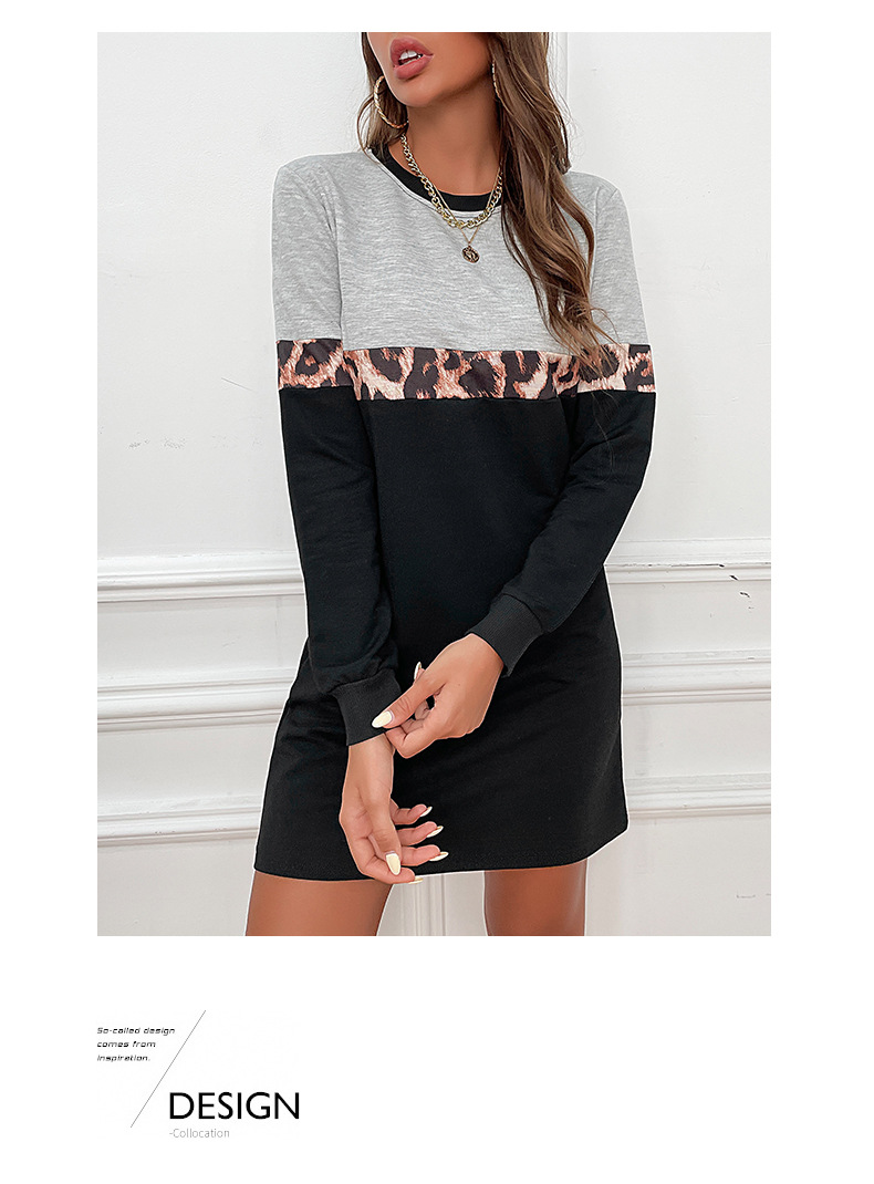 Autumn Winter Women Clothing Casual Sweatshirt Loose Stitching Long Sleeve Dress