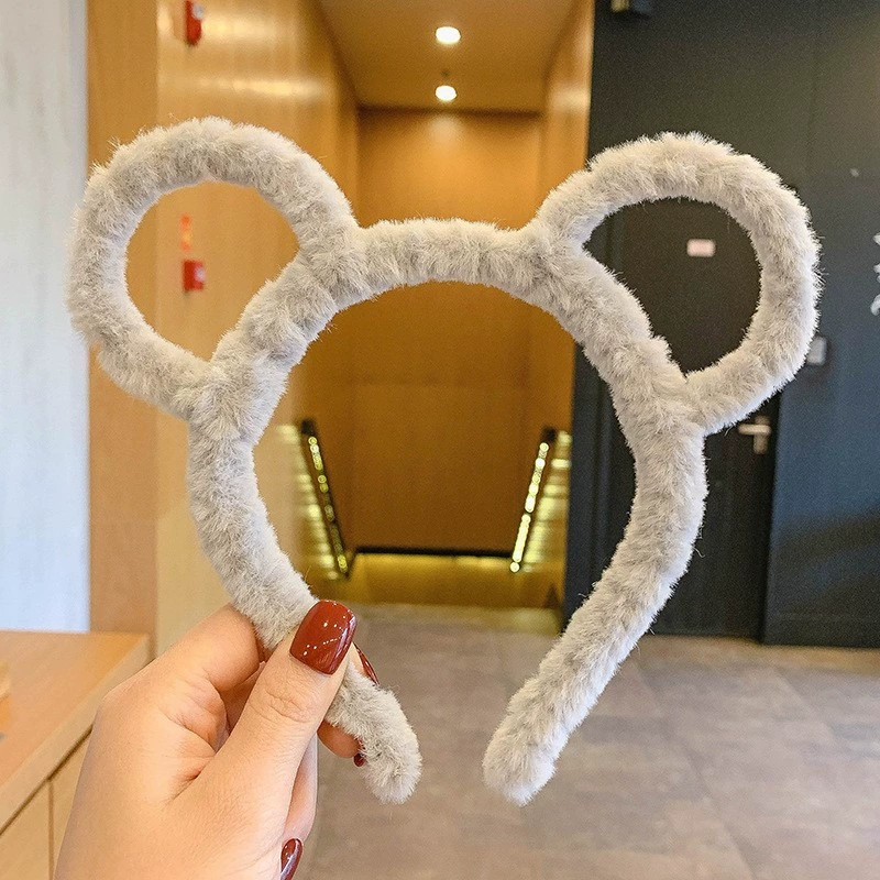 Плюшевая ободок с ушками — мягкий мех для умывания, разные цвета (25 вариантов)