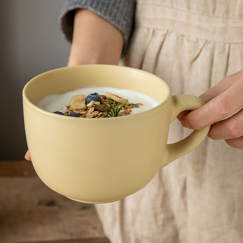 Taza de avena para desayuno de gran capacidad de 825ml Taza de regalo de evento de apertura Taza de cerámica de estilo crema al por mayor