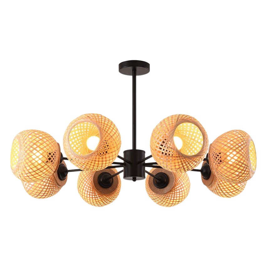 Nuevo estilo chino araña sala de estar lámpara de bambú pantalla de bambú arte araña magia frijol molecular personalidad creativa dormitorio comedor lámparas